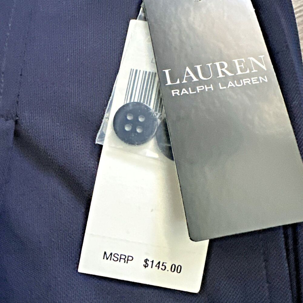 Lauren Ralph Lauren Women's Pleated Stretch Jersey Wide-Leg Pants Navy Blue 8 - Picture 8 of 12